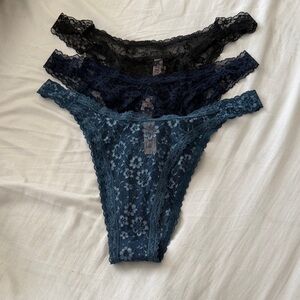Victoria's Secret Lace Panties Set - Black, Navy, Dark Teal